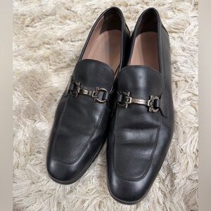 Ferragamo Black Leather Men's Loafers